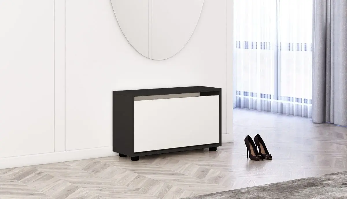 Tumba pentru incaltaminte Mobildor Leo 80x27x47cm (Anthracite/White)