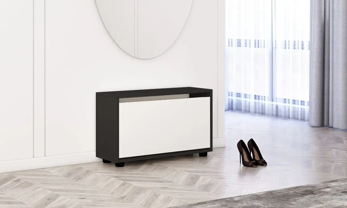 Тумба для обуви Mobildor Leo 90x27x47cm (Anthracite/White)