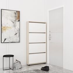 Tumba pentru incaltaminte Mobildor Leo Slim 50x16x164cm (Sonoma/White)