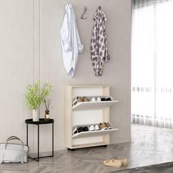 Tumba pentru incaltaminte Mobildor Leo Slim 50x16x86cm (Sonoma/White) Thumb