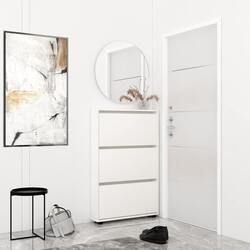 Tumba pentru incaltaminte Mobildor Leo Slim 60x16x125cm (White)