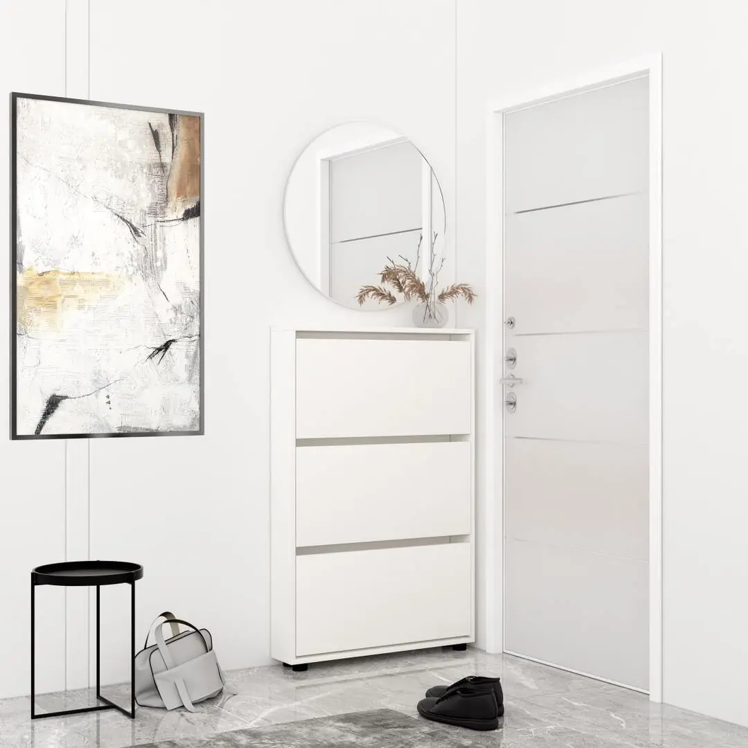 Tumba pentru incaltaminte Mobildor Leo Slim 60x16x125cm (White)