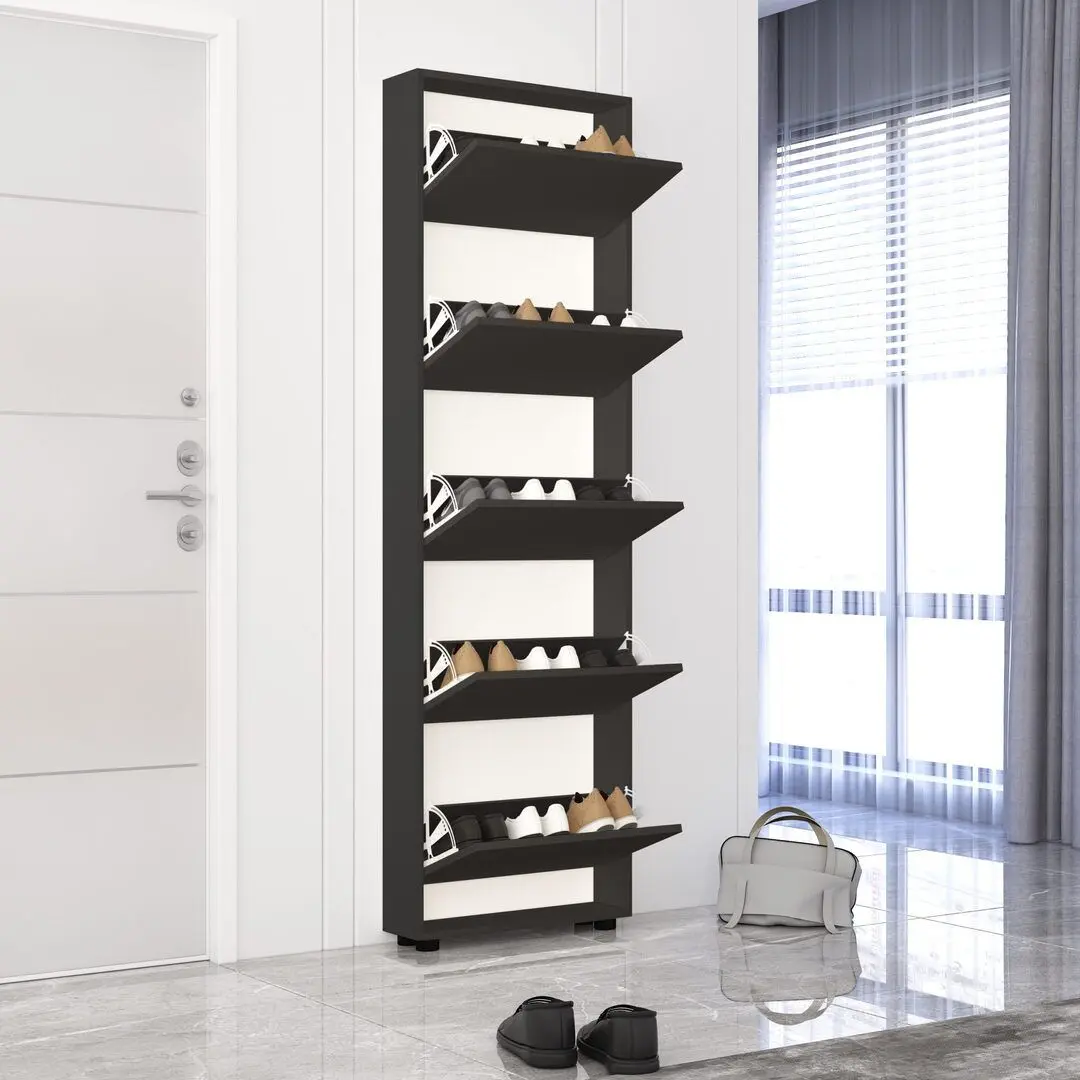 Тумба для обуви Mobildor Leo Slim 60x16x203cm (Anthracite) - 2