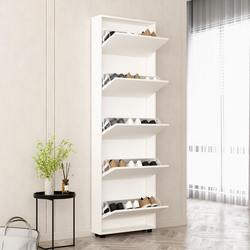 Tumba pentru incaltaminte Mobildor Leo Slim 60x16x203cm (White) Thumb