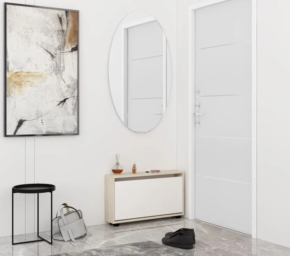 Тумба для обуви Mobildor Leo Slim 60x16x47cm (Sonoma/White)