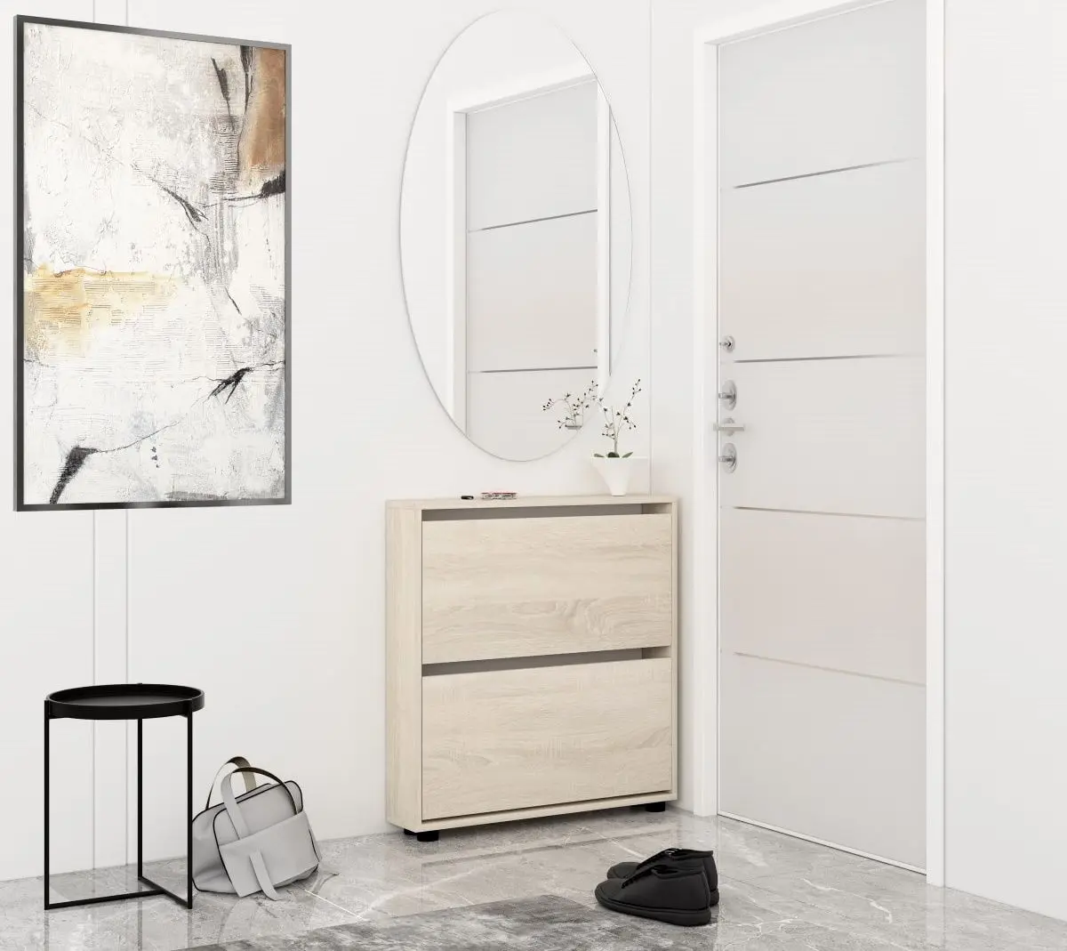 Tumba pentru incaltaminte Mobildor Leo Slim 60x16x86cm (Sonoma)