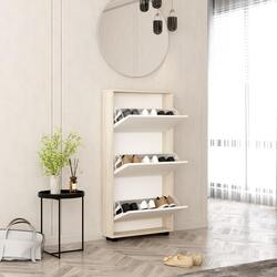 Тумба для обуви Mobildor Leo Slim 70x16x125cm (Sonoma/White) Thumb