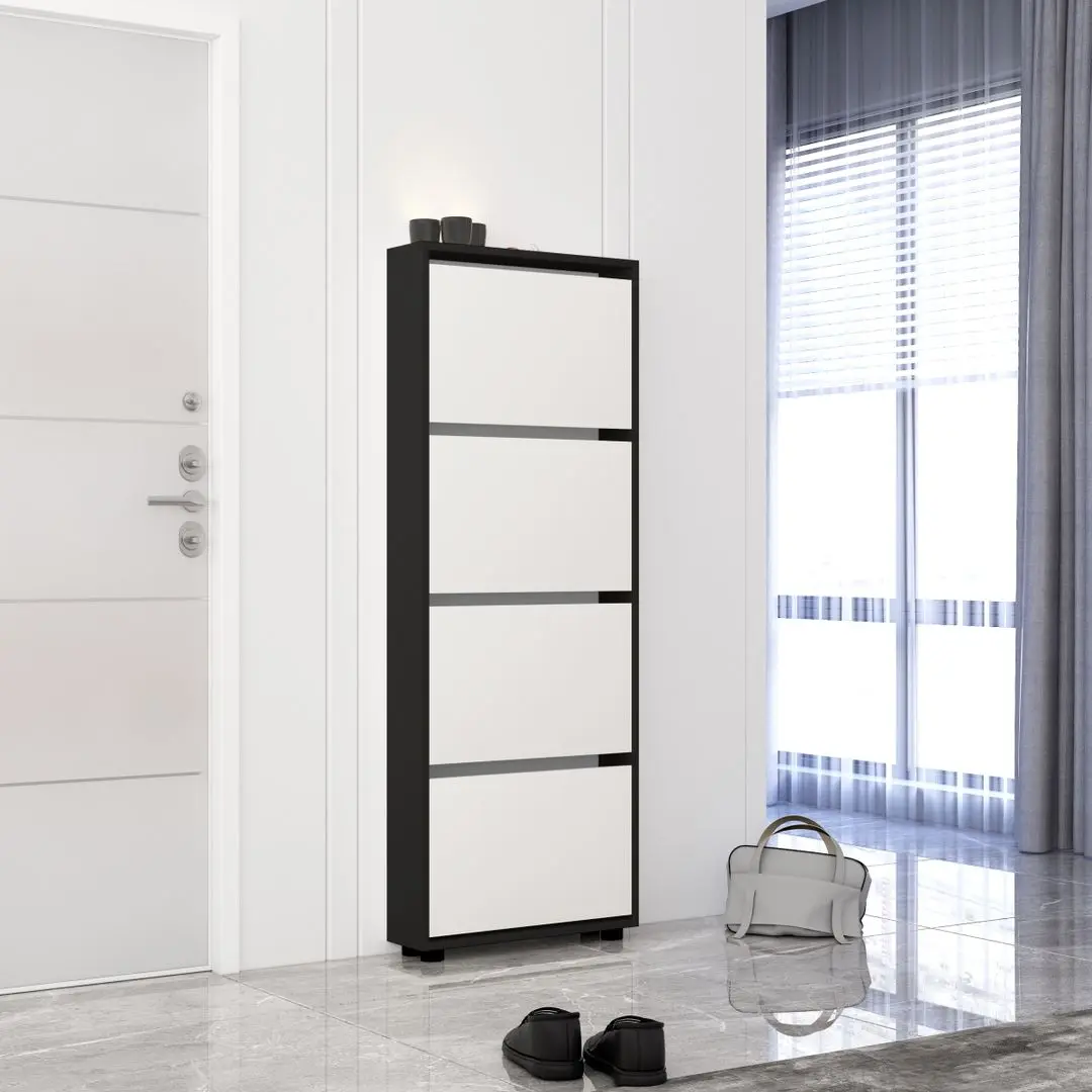 Tumba pentru incaltaminte Mobildor Leo Slim 70x16x164cm (Anthracite/White)