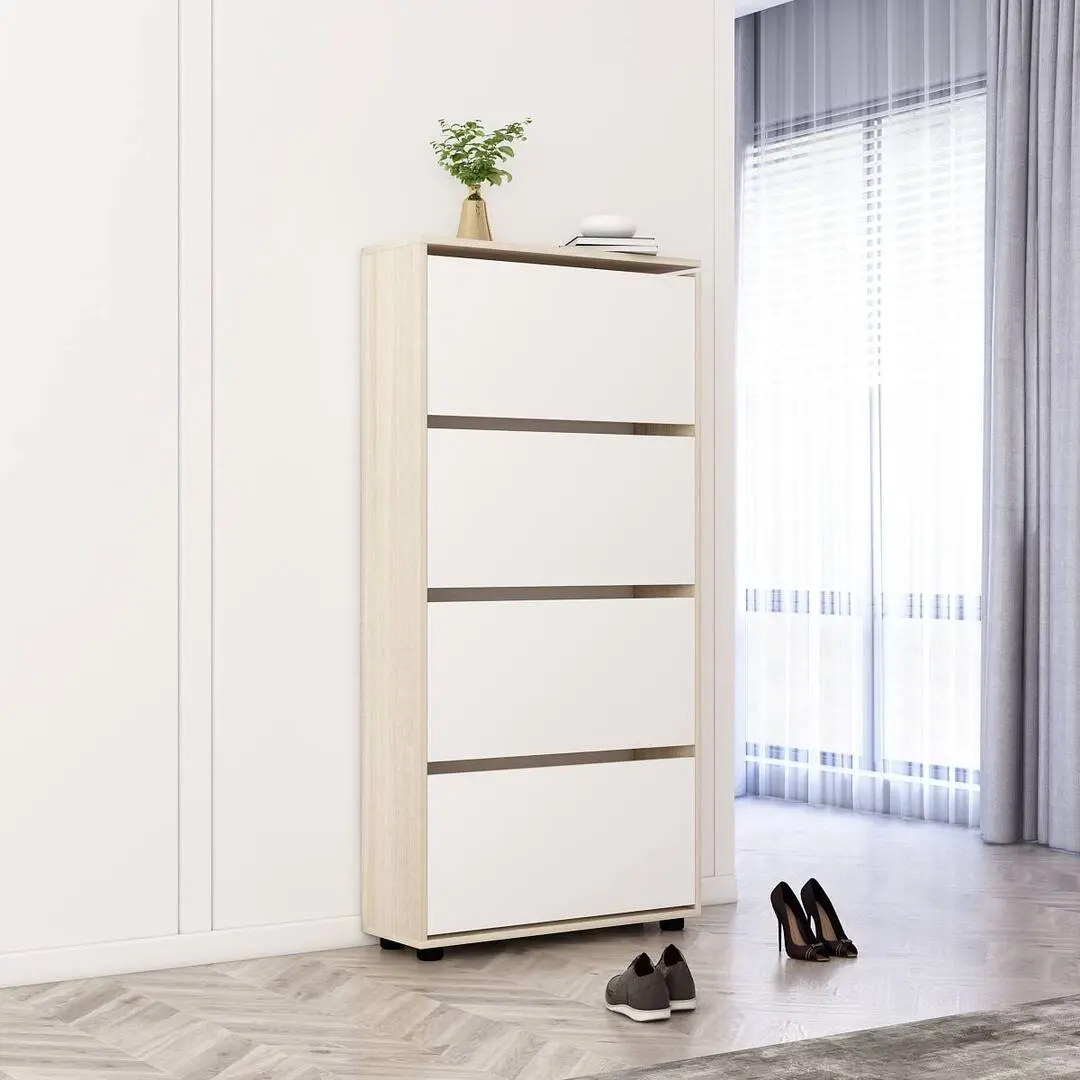 Tumba pentru incaltaminte Mobildor Leo Slim 70x16x164cm (Sonoma/White)