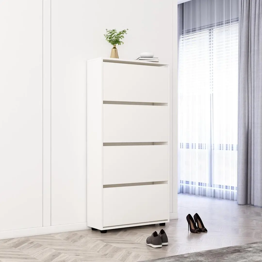 Tumba pentru incaltaminte Mobildor Leo Slim 70x16x164cm (White)