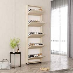 Tumba pentru incaltaminte Mobildor Leo Slim 70x16x203cm (Sonoma) Thumb