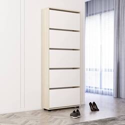 Tumba pentru incaltaminte Mobildor Leo Slim 70x16x203cm (Sonoma/White)