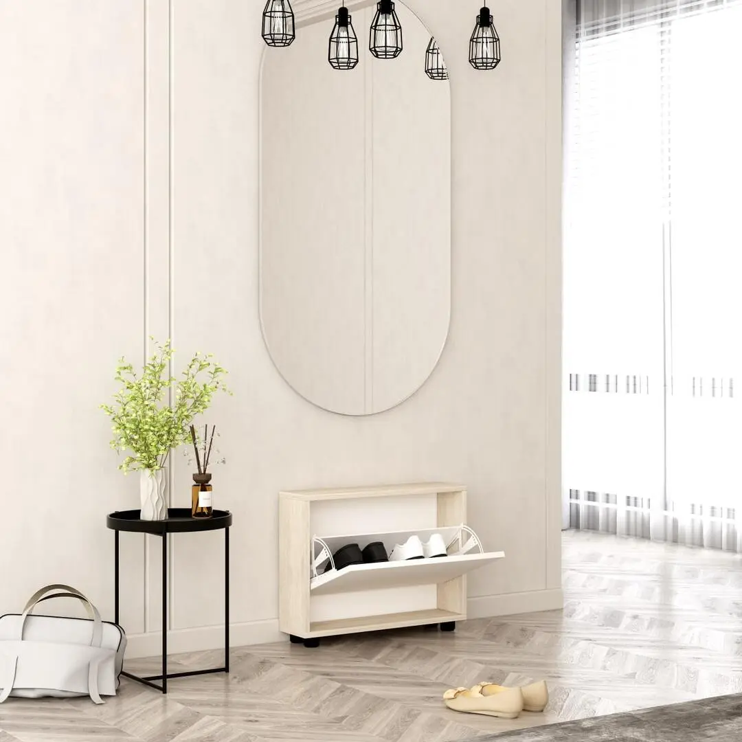 Tumba pentru incaltaminte Mobildor Leo Slim 70x16x47cm (Sonoma/White)