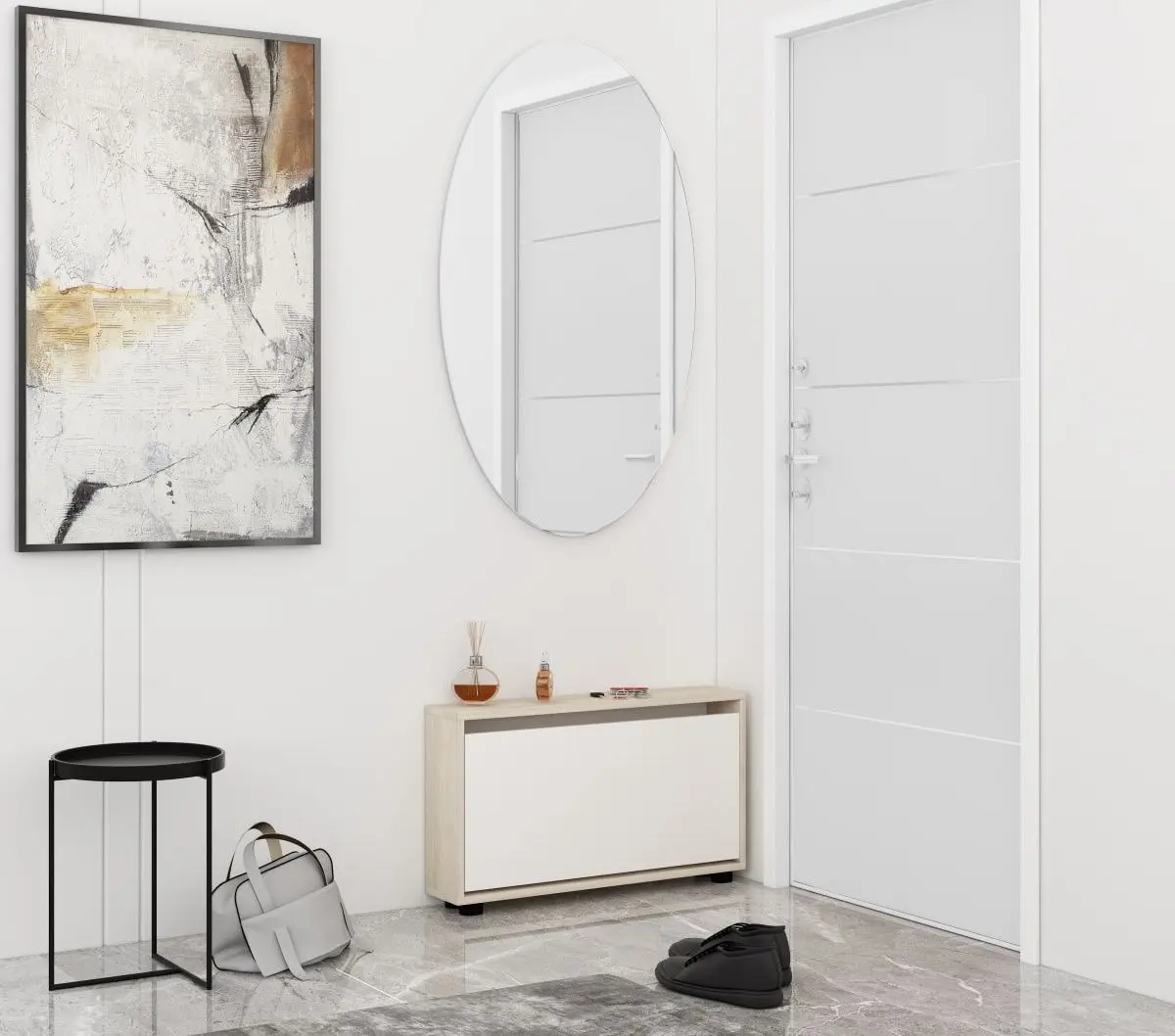 Tumba pentru incaltaminte Mobildor Leo Slim 70x16x47cm (Sonoma/White)