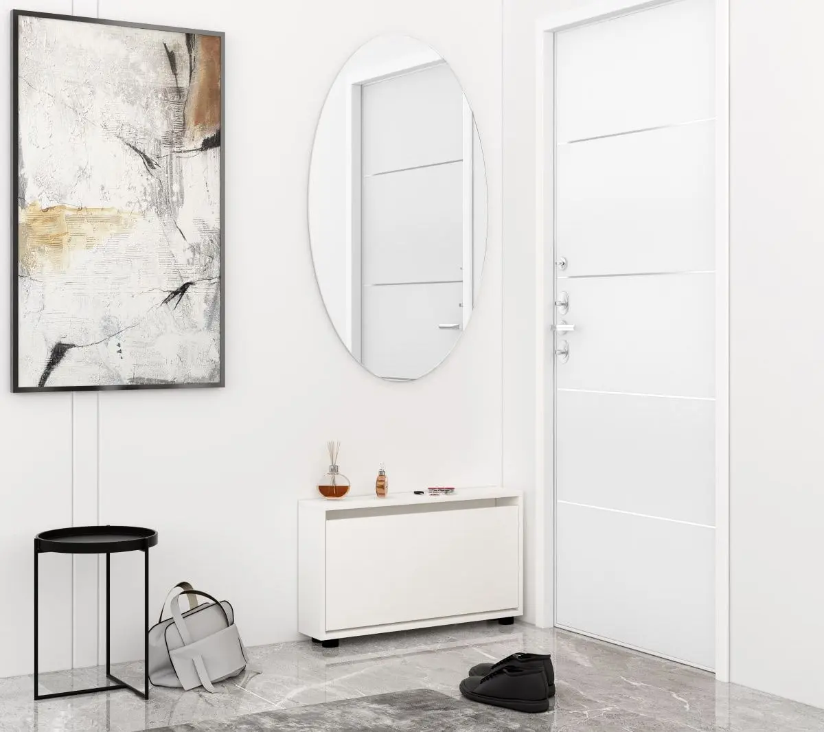 Tumba pentru incaltaminte Mobildor Leo Slim 70x16x47cm (White)