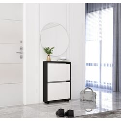 Тумба для обуви Mobildor Leo Slim 70x16x86cm (Anthracite/White)