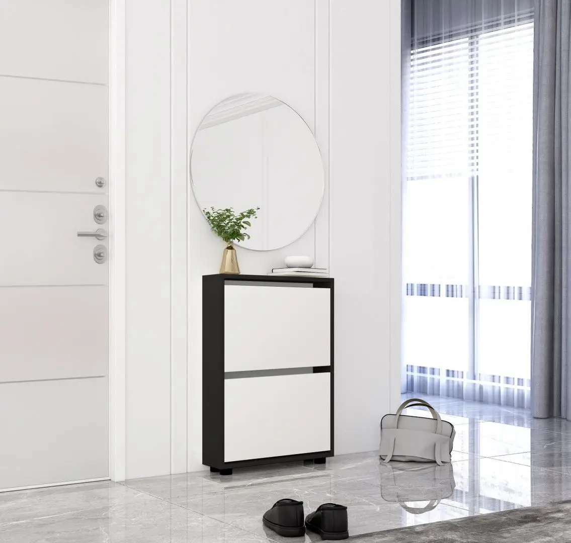 Тумба для обуви Mobildor Leo Slim 70x16x86cm (Anthracite/White)