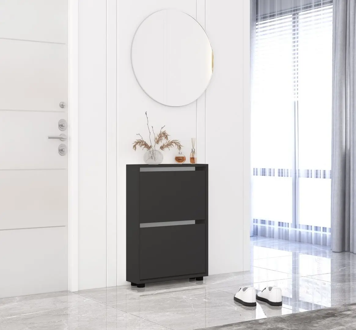 Тумба для обуви Mobildor Leo Slim 70x16x86cm (Anthracite)