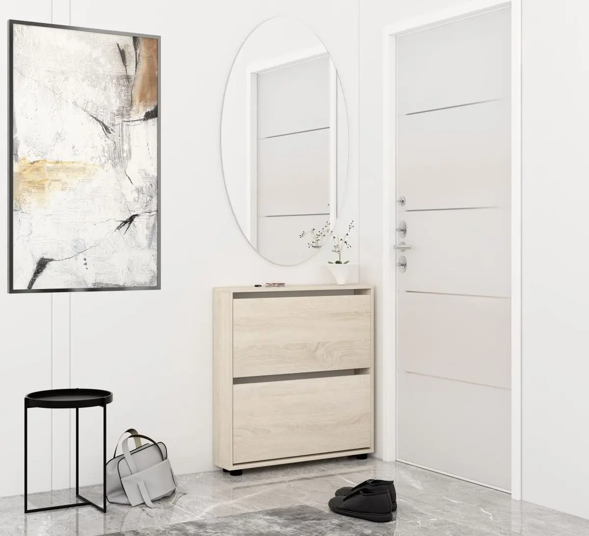 Tumba pentru incaltaminte Mobildor Leo Slim 70x16x86cm (Sonoma)