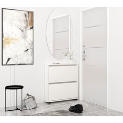 Tumba pentru incaltaminte Mobildor Leo Slim 70x16x86cm (White)