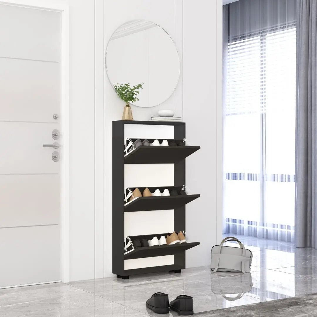 Tumba pentru incaltaminte Mobildor Leo Slim 80x16x125cm (Anthracite)