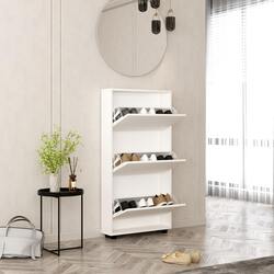 Tumba pentru incaltaminte Mobildor Leo Slim 80x16x125cm (White) Thumb