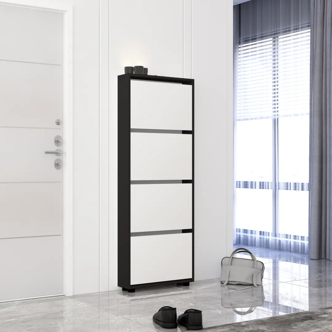 Tumba pentru incaltaminte Mobildor Leo Slim 80x16x164cm (Anthracite/White)