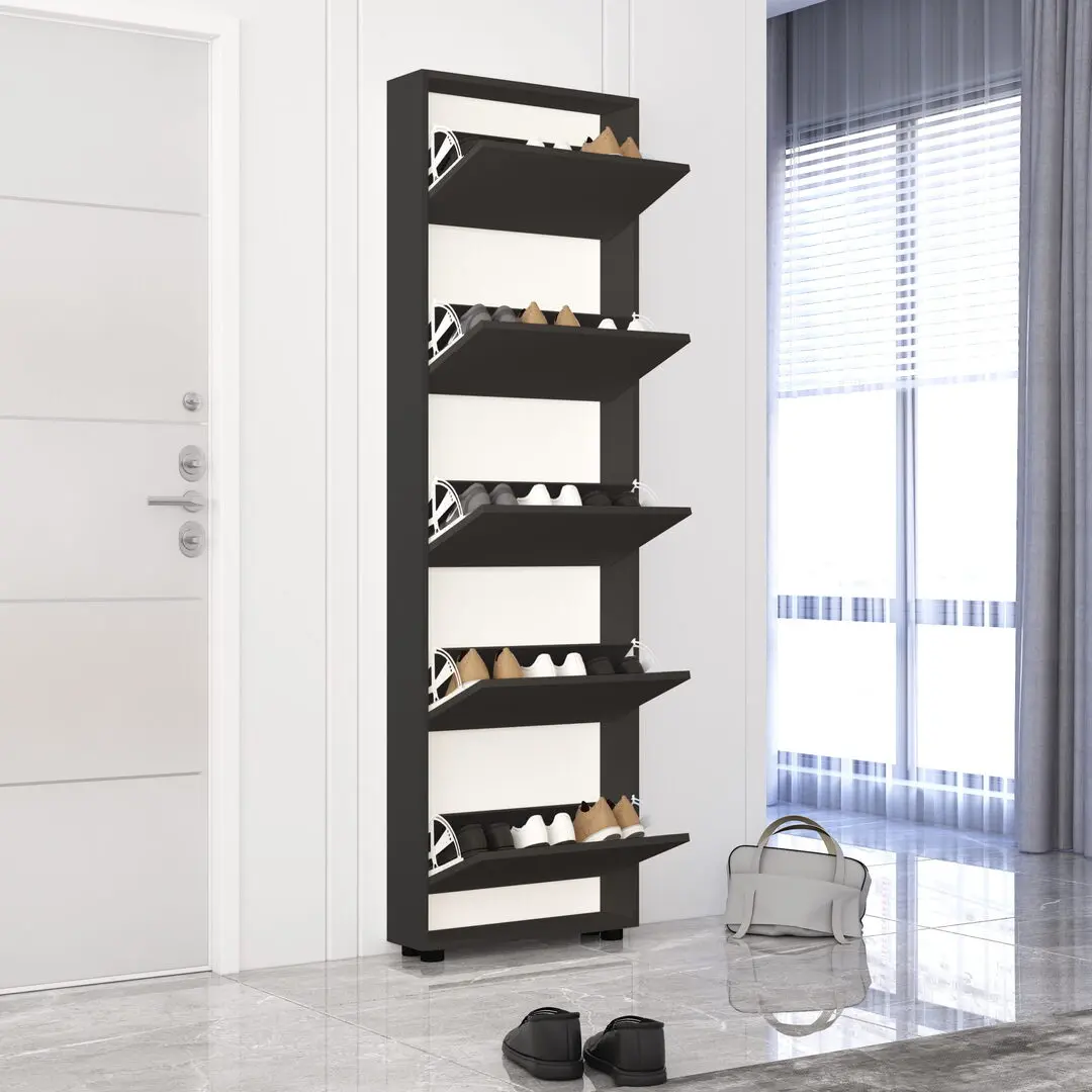 Tumba pentru incaltaminte Mobildor Leo Slim 80x16x203cm (Anthracite)