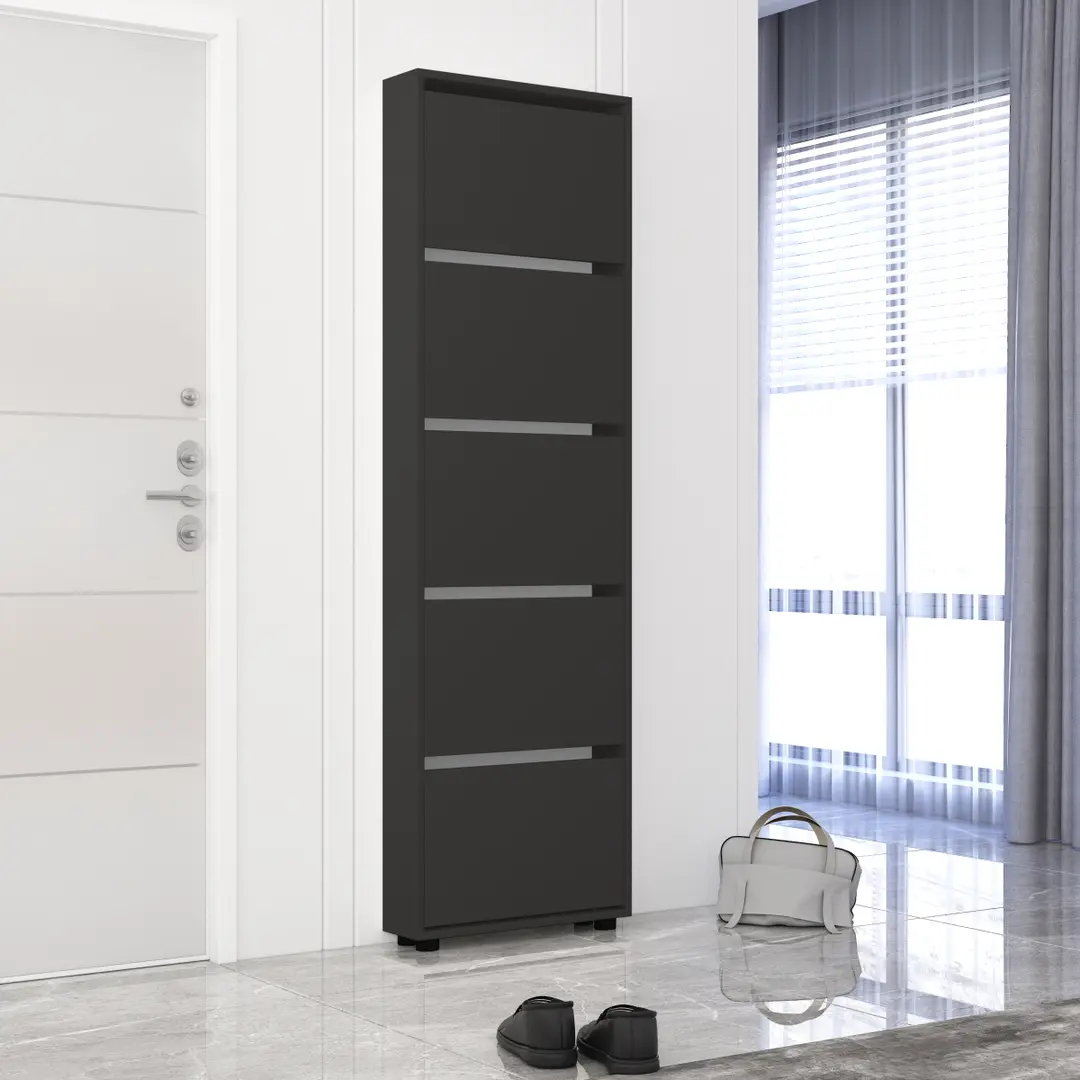 Tumba pentru incaltaminte Mobildor Leo Slim 80x16x203cm (Anthracite)