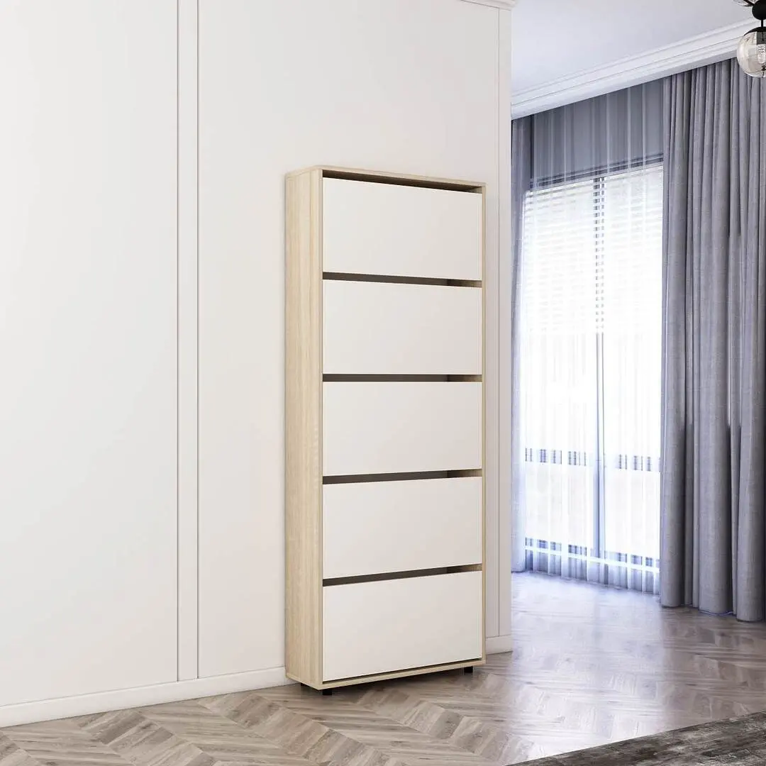 Тумба для обуви Mobildor Leo Slim 80x16x203cm (Sonoma/White)