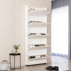 Tumba pentru incaltaminte Mobildor Leo Slim 80x16x203cm (White) Thumb