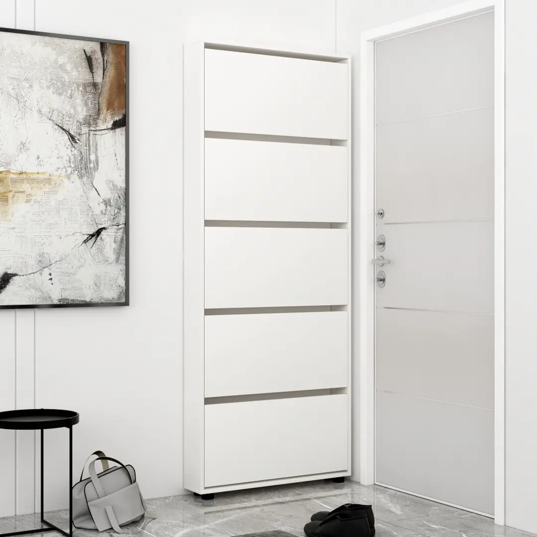 Tumba pentru incaltaminte Mobildor Leo Slim 80x16x203cm (White)