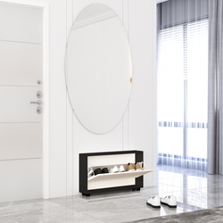 Tumba pentru incaltaminte Mobildor Leo Slim 80x16x47cm (Anthracite/White) Thumb