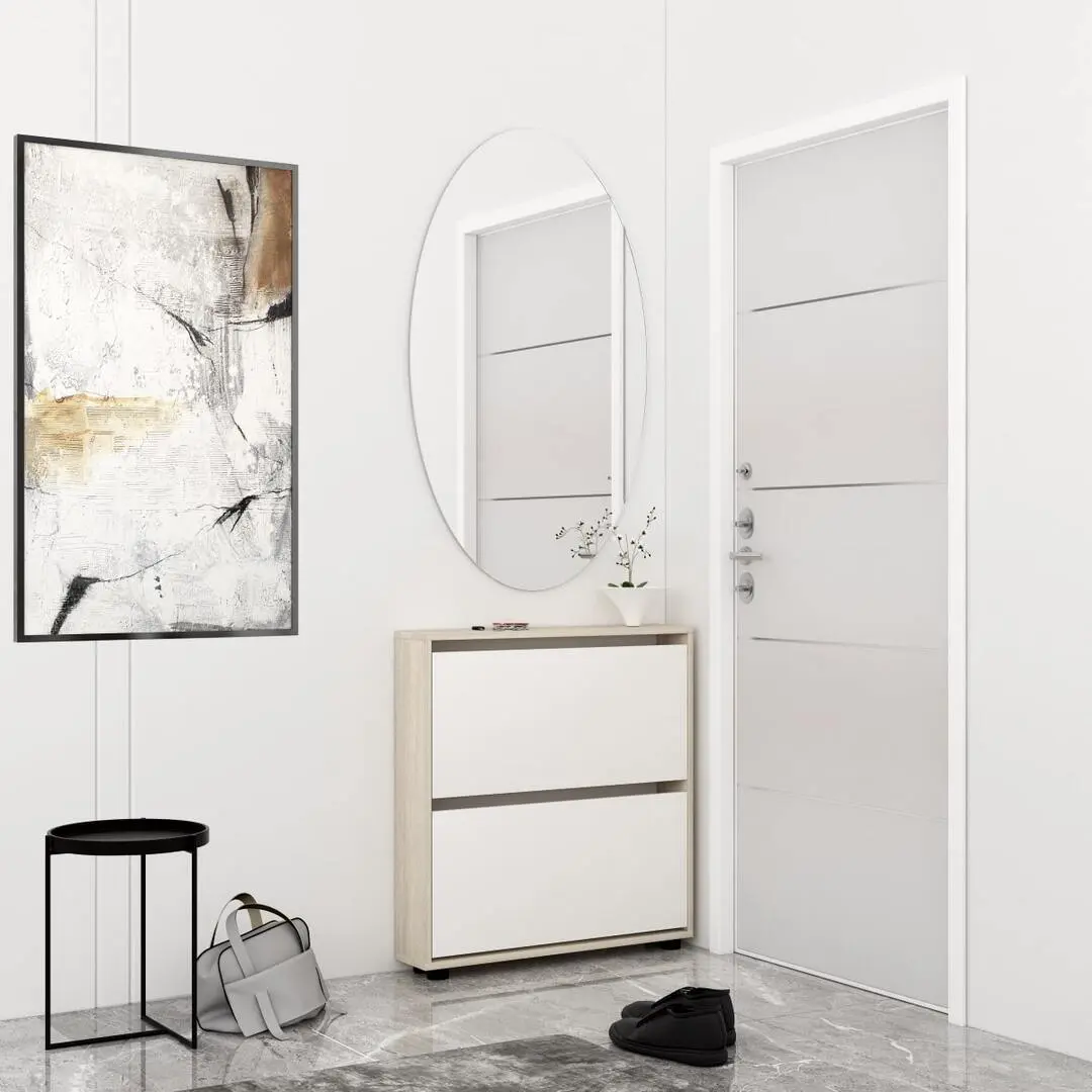 Тумба для обуви Mobildor Leo Slim 80x16x86cm (Sonoma/White)