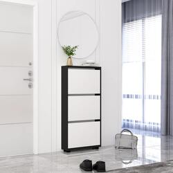 Tumba pentru incaltaminte Mobildor Leo Slim 90x16x125cm (Anthracite/White)