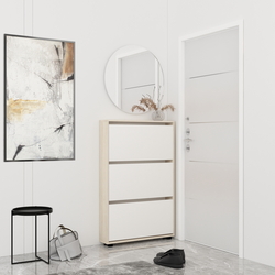 Тумба для обуви Mobildor Leo Slim 90x16x125cm (Sonoma/White)