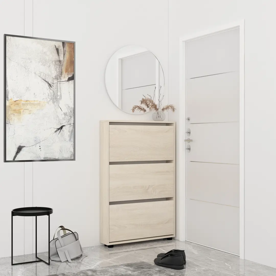 Tumba pentru incaltaminte Mobildor Leo Slim 90x16x125cm (Sonoma)