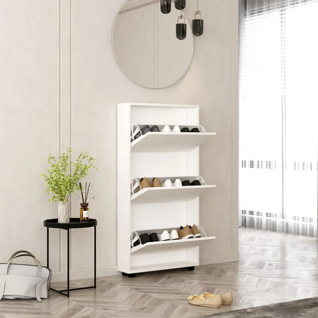 Tumba pentru incaltaminte Mobildor Leo Slim 90x16x125cm (White)