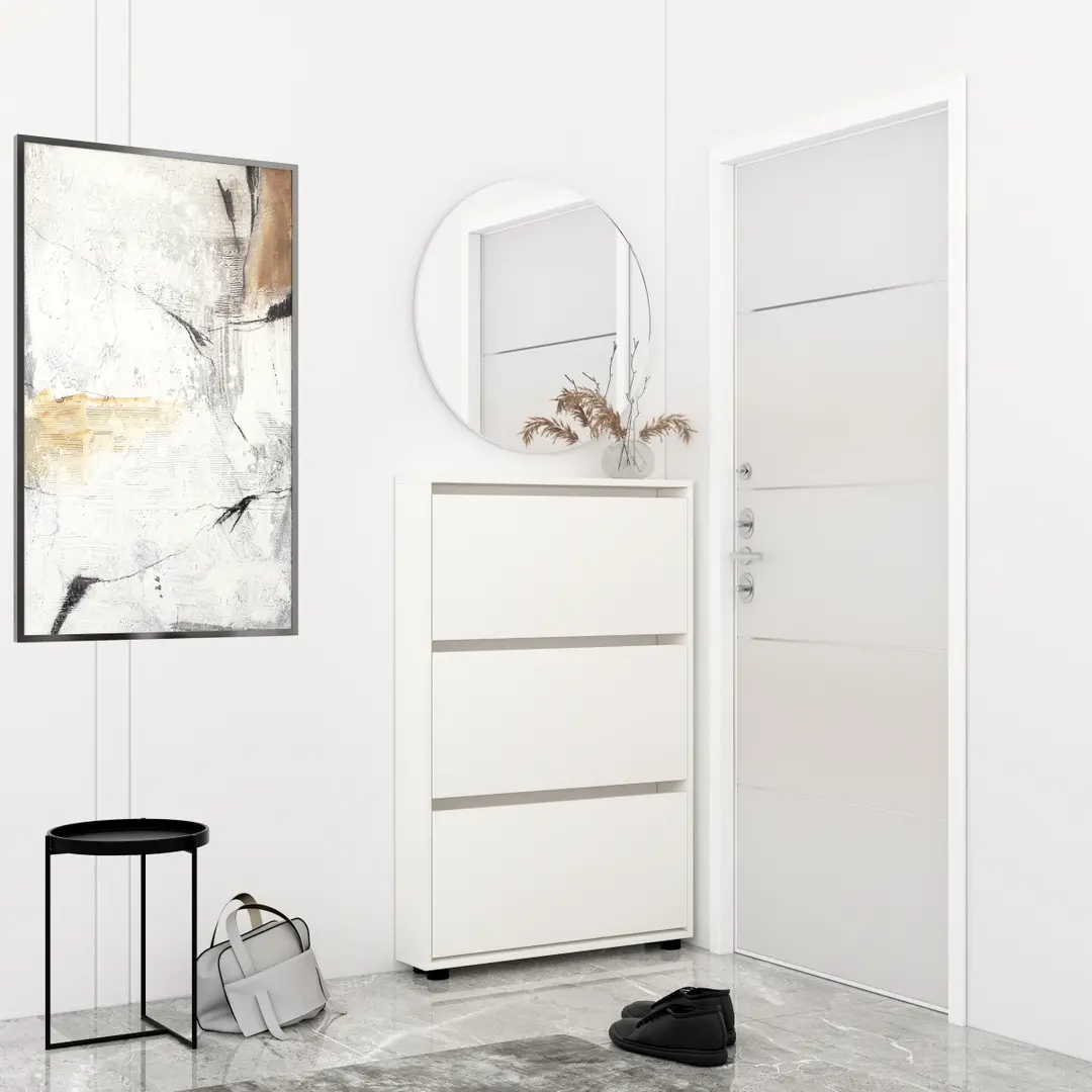 Tumba pentru incaltaminte Mobildor Leo Slim 90x16x125cm (White)