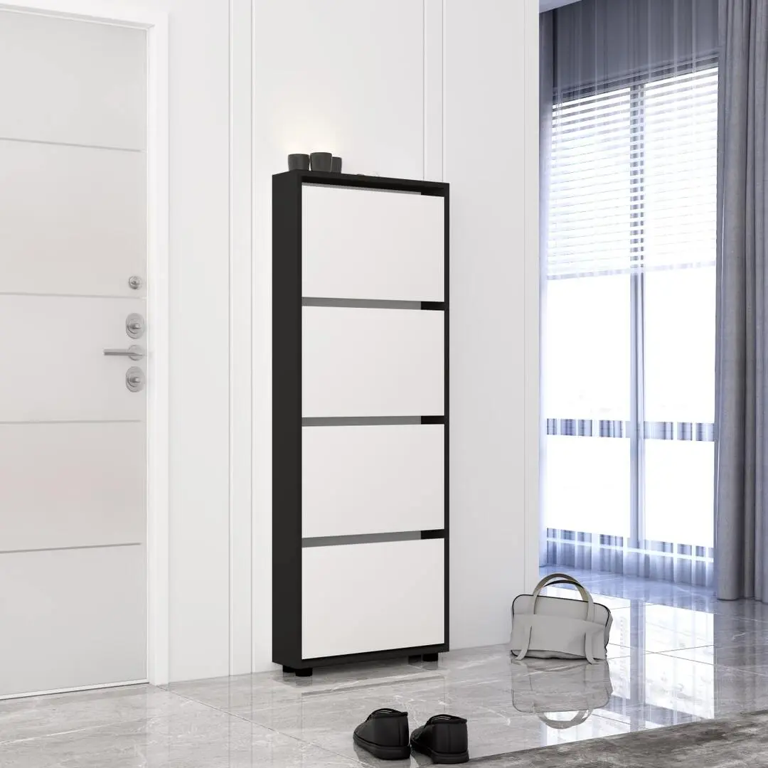 Tumba pentru incaltaminte Mobildor Leo Slim 90x16x164cm (Anthracite/White)