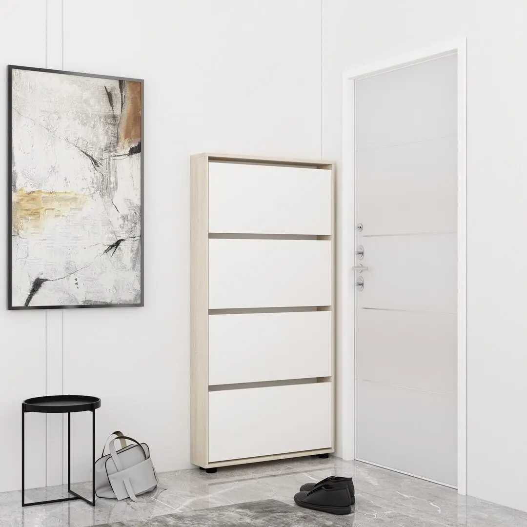 Tumba pentru incaltaminte Mobildor Leo Slim 90x16x164cm (Sonoma/White)