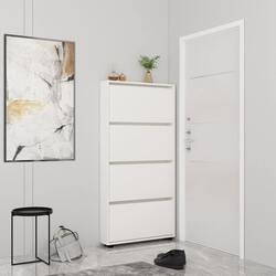 Tumba pentru incaltaminte Mobildor Leo Slim 90x16x164cm (White)