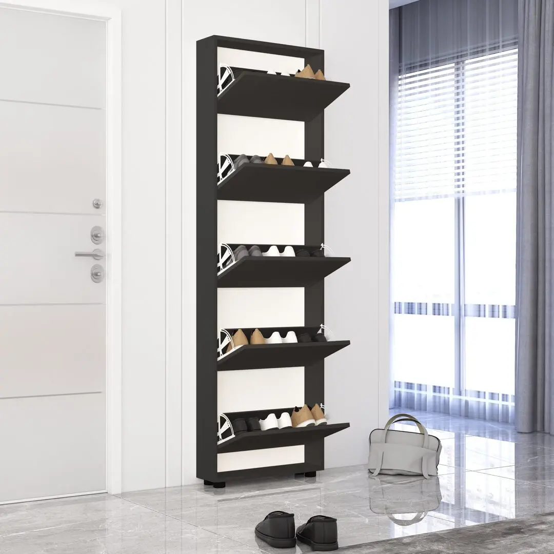 Tumba pentru incaltaminte Mobildor Leo Slim 90x16x203cm (Anthracite)