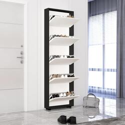 Тумба для обуви Mobildor Leo Slim 90x16x203cm (Anthracite/White) Thumb