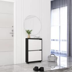 Tumba pentru incaltaminte Mobildor Leo Slim 90x16x86cm (Anthracite/White)