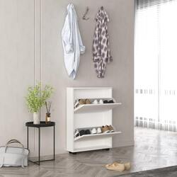 Tumba pentru incaltaminte Mobildor Leo Slim 90x16x86cm (White) Thumb