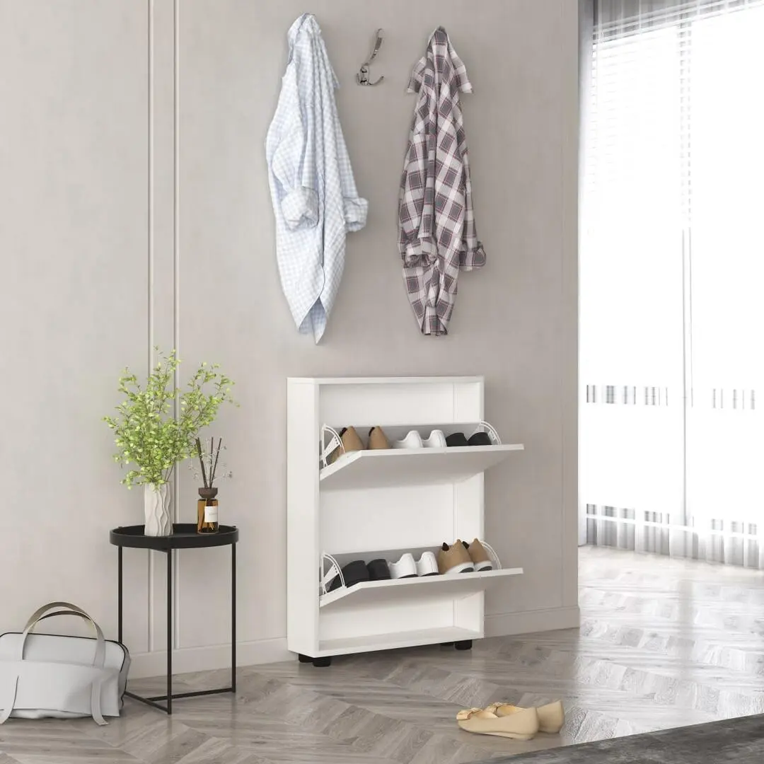 Tumba pentru incaltaminte Mobildor Leo Slim 90x16x86cm (White)