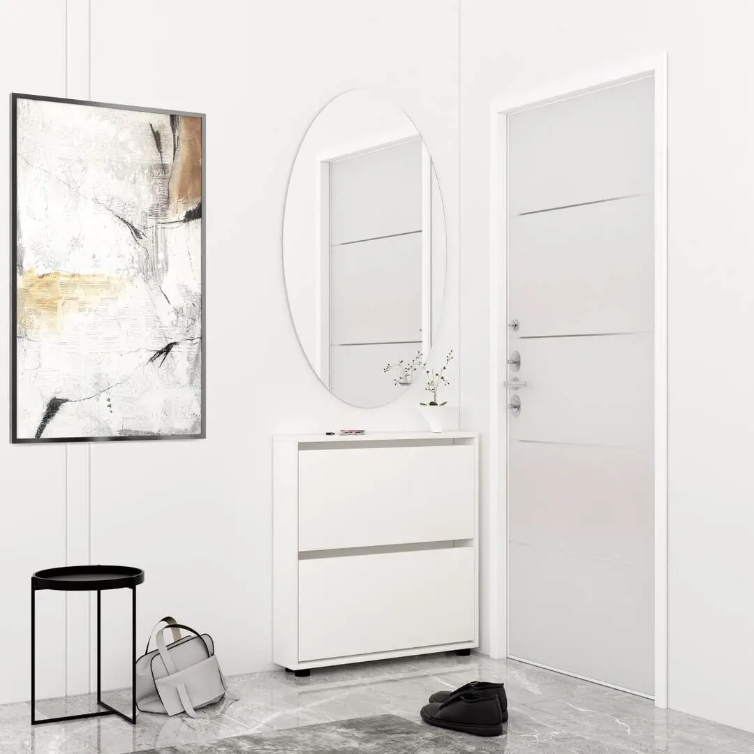 Tumba pentru incaltaminte Mobildor Leo Slim 90x16x86cm (White)