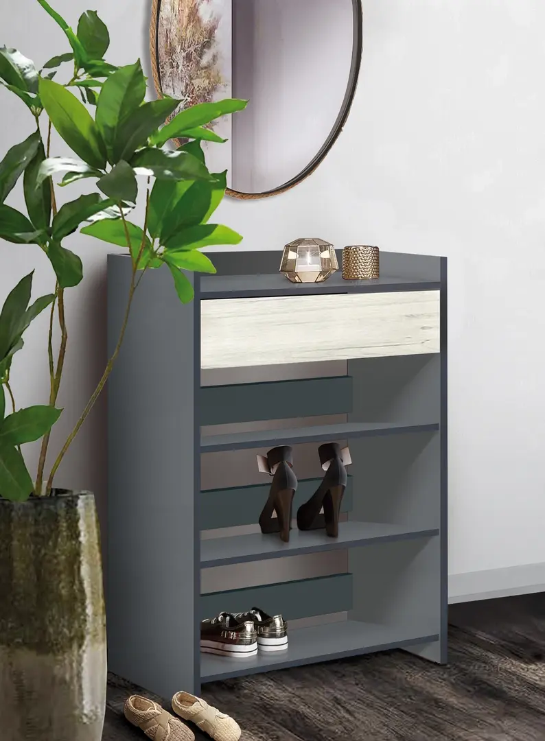 Tumba pentru incaltaminte Modern Komfi 60cm (Slate Gray/Craft Oak White)