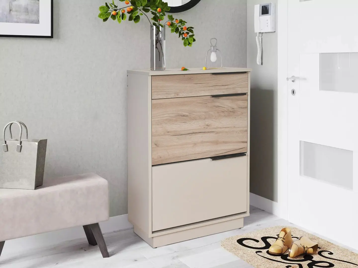 Tumba pentru incaltaminte Modern Visit New 60cm (Cashmere/Craft Oak Gray)